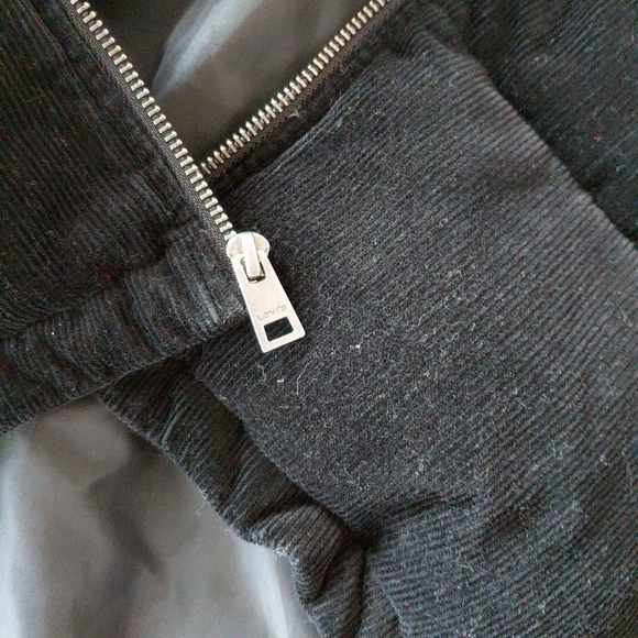 Levis Puffer Corduroy Jacket Vintage LARGE Black Cinch Waist Y2K Academia Preppy - Picture 8 of 12